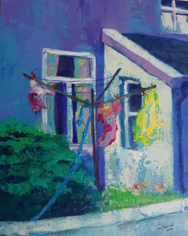 Cora's washing line painting - Margaret Farrell